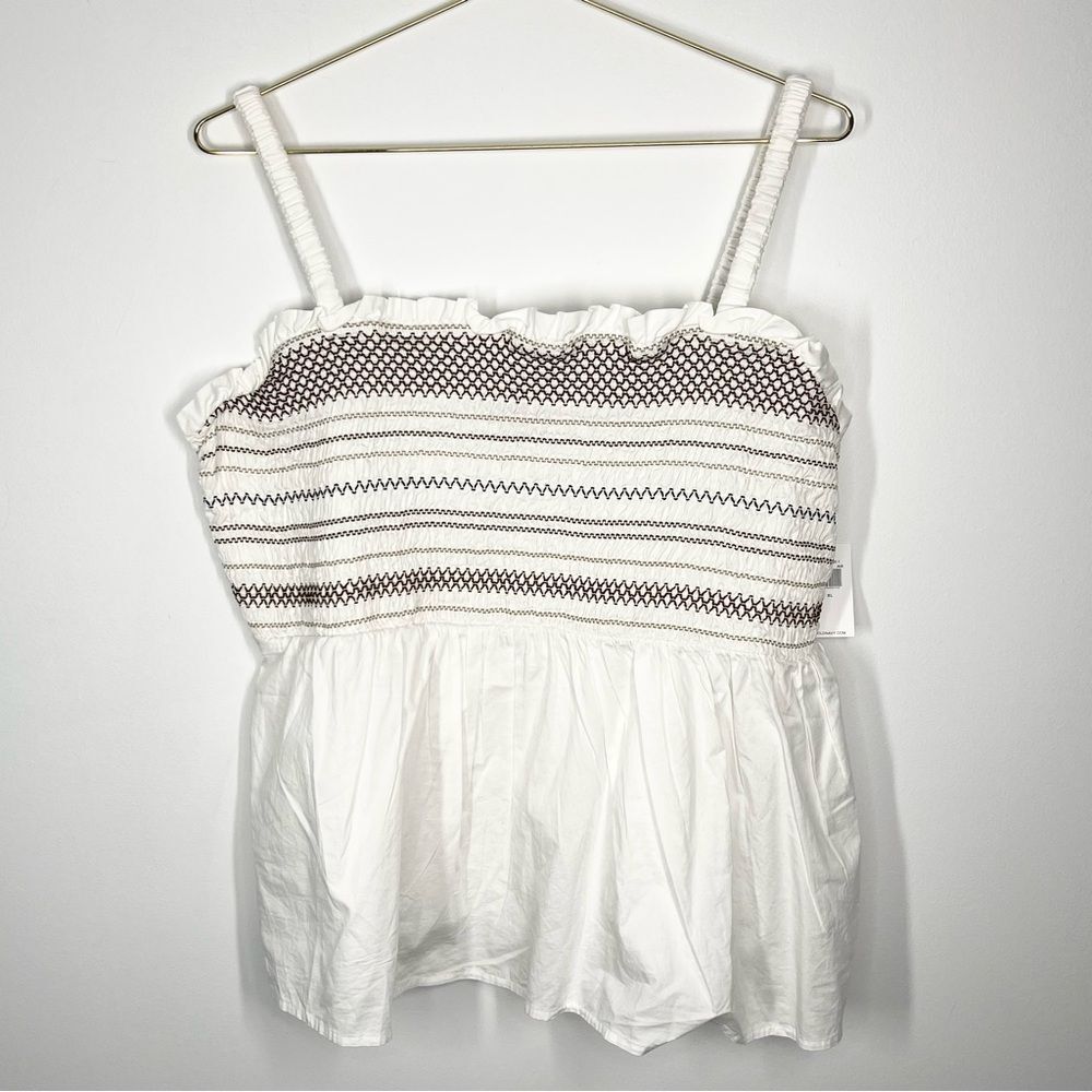 NWT Old Navy Sleeveless Smocked Babydoll Top Calla Lillies Tank Top XL
